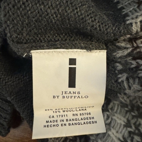 i Jeans by Buffalo NWT Small Gray w/Fair Isle Print Wool Blend Mockneck Sweater - Picture 5 of 5